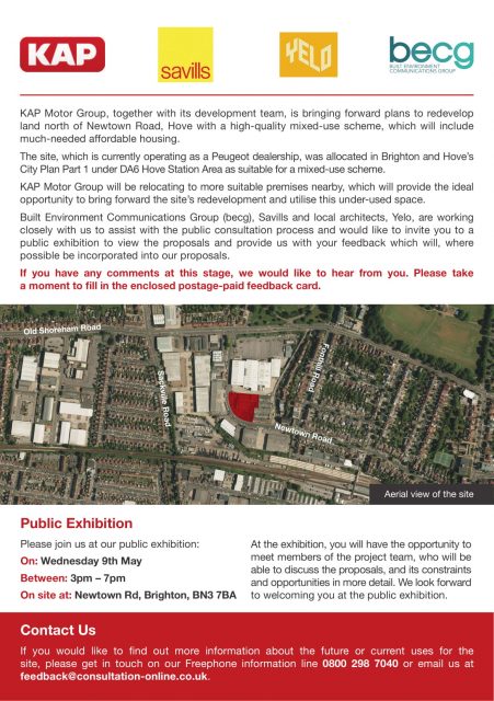 Public consultation on redevelopment of Peugeot dealership site, Newtown Road